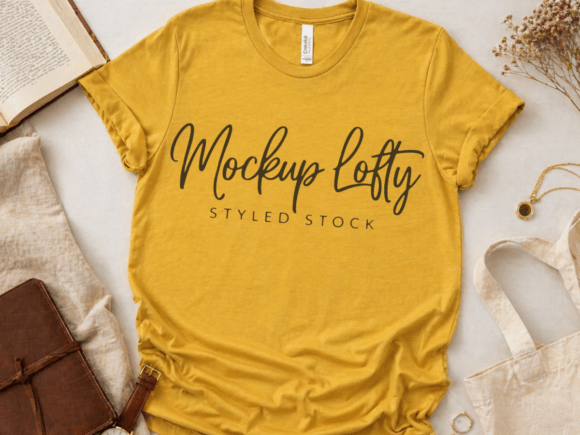 BC3001 Heather Mustard Flat Lay Mockup