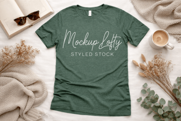 Bella Canvas 3501 Heather Forest Mockup
