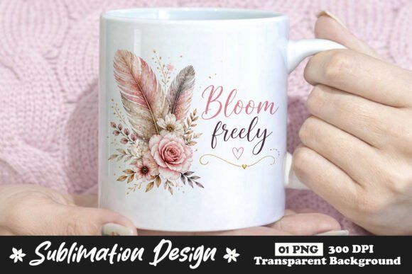 Bloom Freely Floral Feather Sublimation