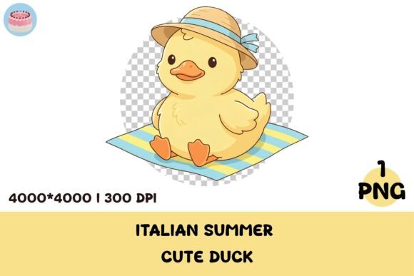 Cute Summer Beach Duck Clipart PNG