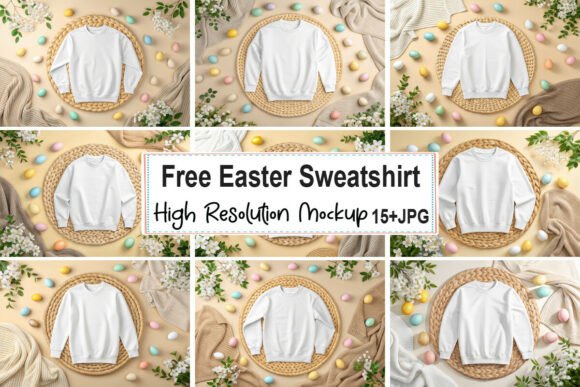 Free Easter Sweatshirt Mockup Bundle 10: Realistic Presentation Tools for Designers and Entrepreneurs