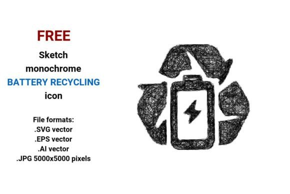 FREE Sketch Battery Recycling Icon