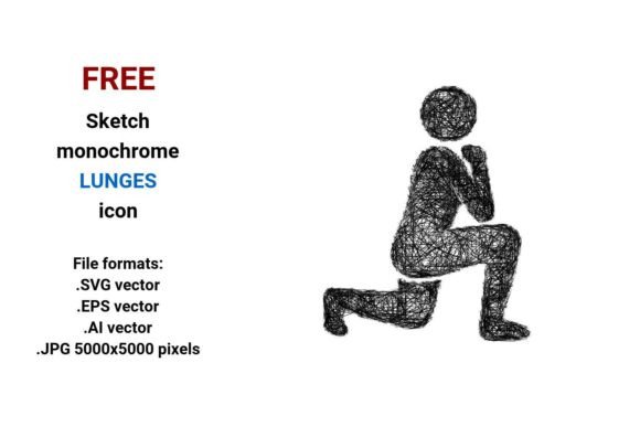 FREE Sketch Lunges Icon: A Versatile, Scalable Resource for Fitness Designers and Educators