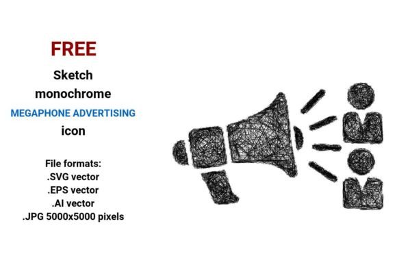 Free Sketch Megaphone Advertising Icon: Scalable, Stylish & Ready for Your Brand