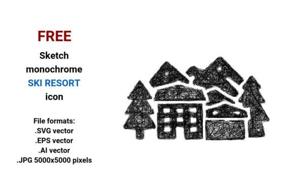 Free Sketch Ski Resort Icon: High-Quality Vector & Raster Files for Designers and Businesses