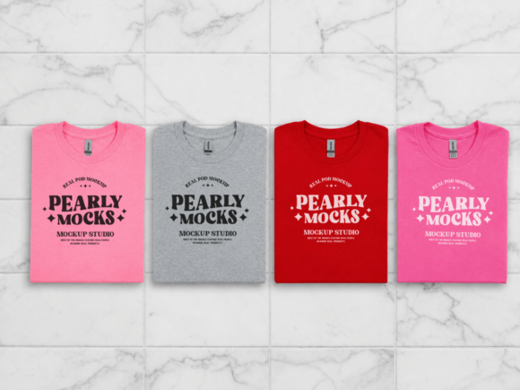 Gildan 5000 Group Flat Lay Tshirt Mockup