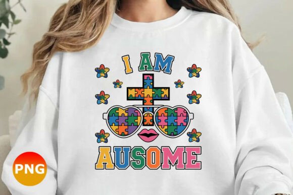 I AM AU-SOME Puzzle Glasses Autism PNG