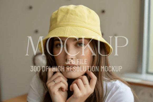 Pastel Yellow Bucket Hat Mockup