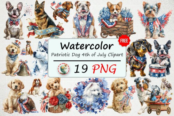 Patriotic Dog 4th of July Clipart