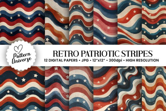 Retro Patriotic Stripes Digital Papers