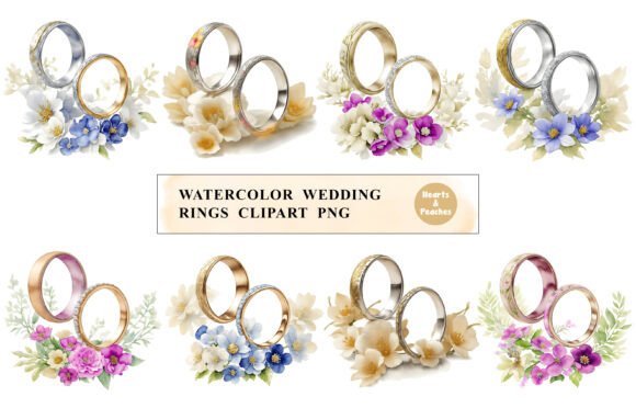 Watercolor Wedding Rings Clipart PNG: Romantic, Flexible, and Built for Modern Design Workflows
