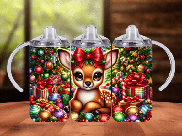 Xmas Deer 12 Oz Tumbler Wrap PNG